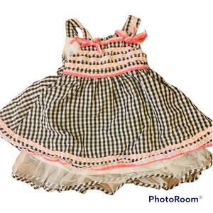 ⭐️ Nannette Pink & Black Checked Baby Little Girls Dress